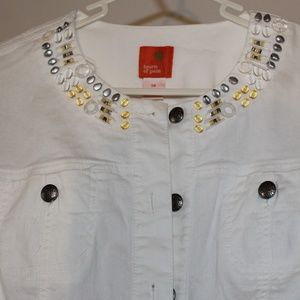 Hearts of Palm White Embellished Jacket Size 14